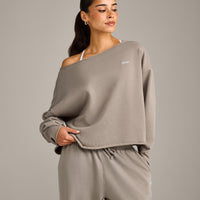 Raw Cut Lounge Off-The-Shoulder Sweatshirt | Washed Minky