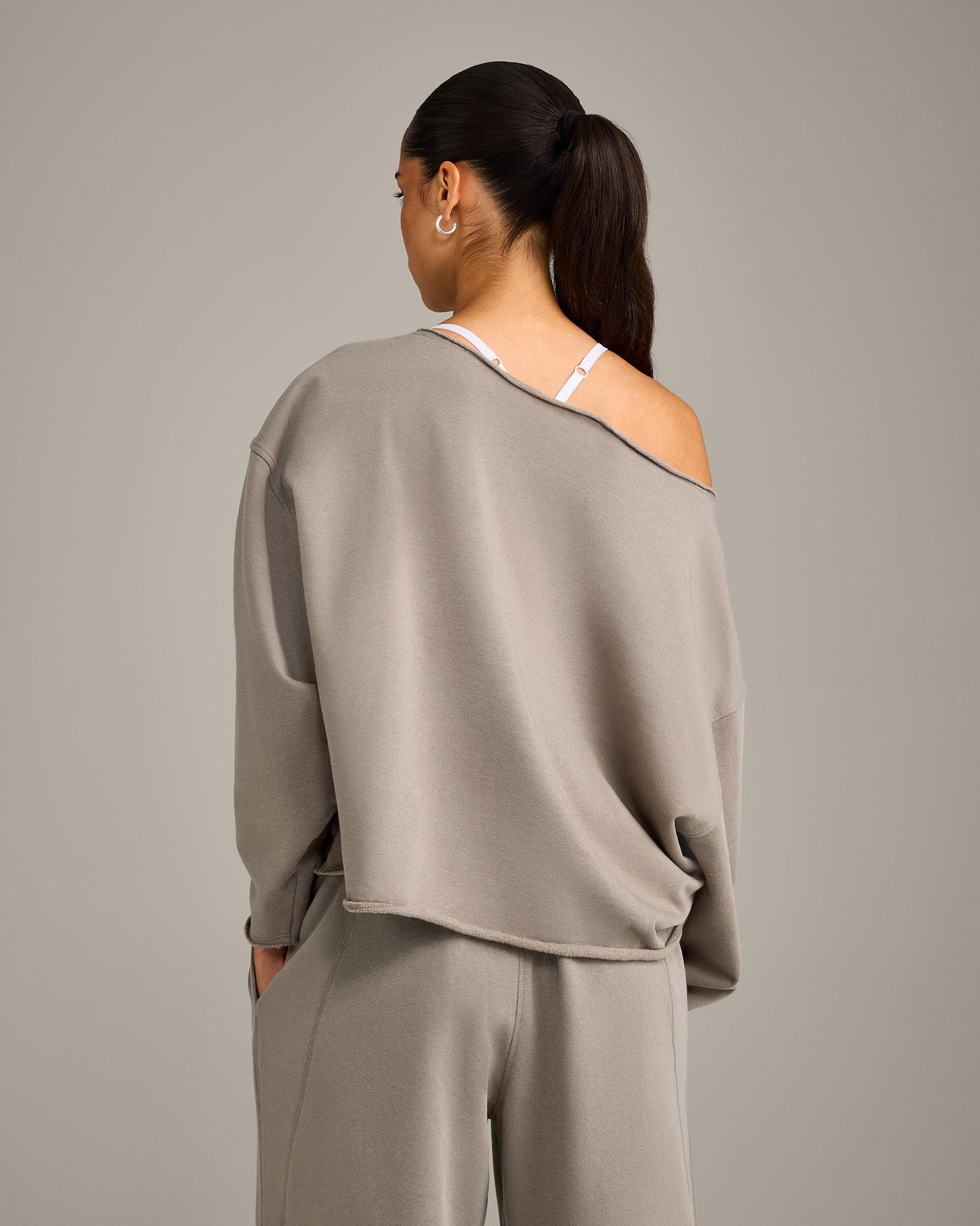 Raw Cut Lounge Off-The-Shoulder Sweatshirt | Washed Minky