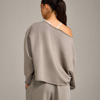 Raw Cut Lounge Off-The-Shoulder Sweatshirt | Washed Minky