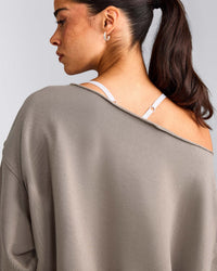 Cotton Vintage Lounge Off-The-Shoulder Sweatshirt | Washed Minky