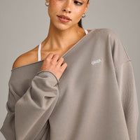 Raw Cut Lounge Off-The-Shoulder Sweatshirt | Washed Minky