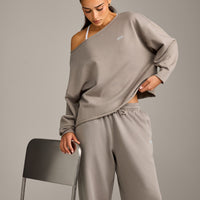 Raw Cut Lounge Off-The-Shoulder Sweatshirt | Washed Minky