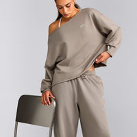 Cotton Vintage Lounge Off-The-Shoulder Sweatshirt | Washed Minky