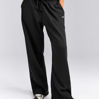Cotton Vintage Lounge Wide Leg Joggers | Washed Black