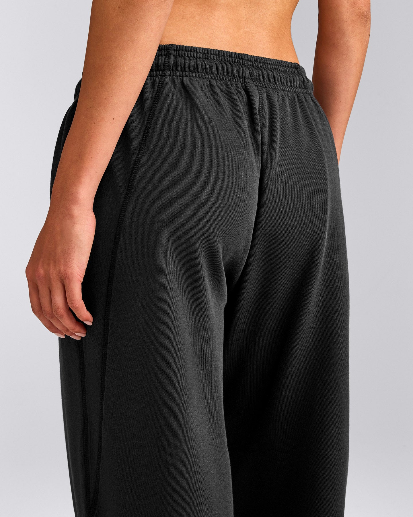Cotton Vintage Lounge Wide Leg Joggers | Washed Black
