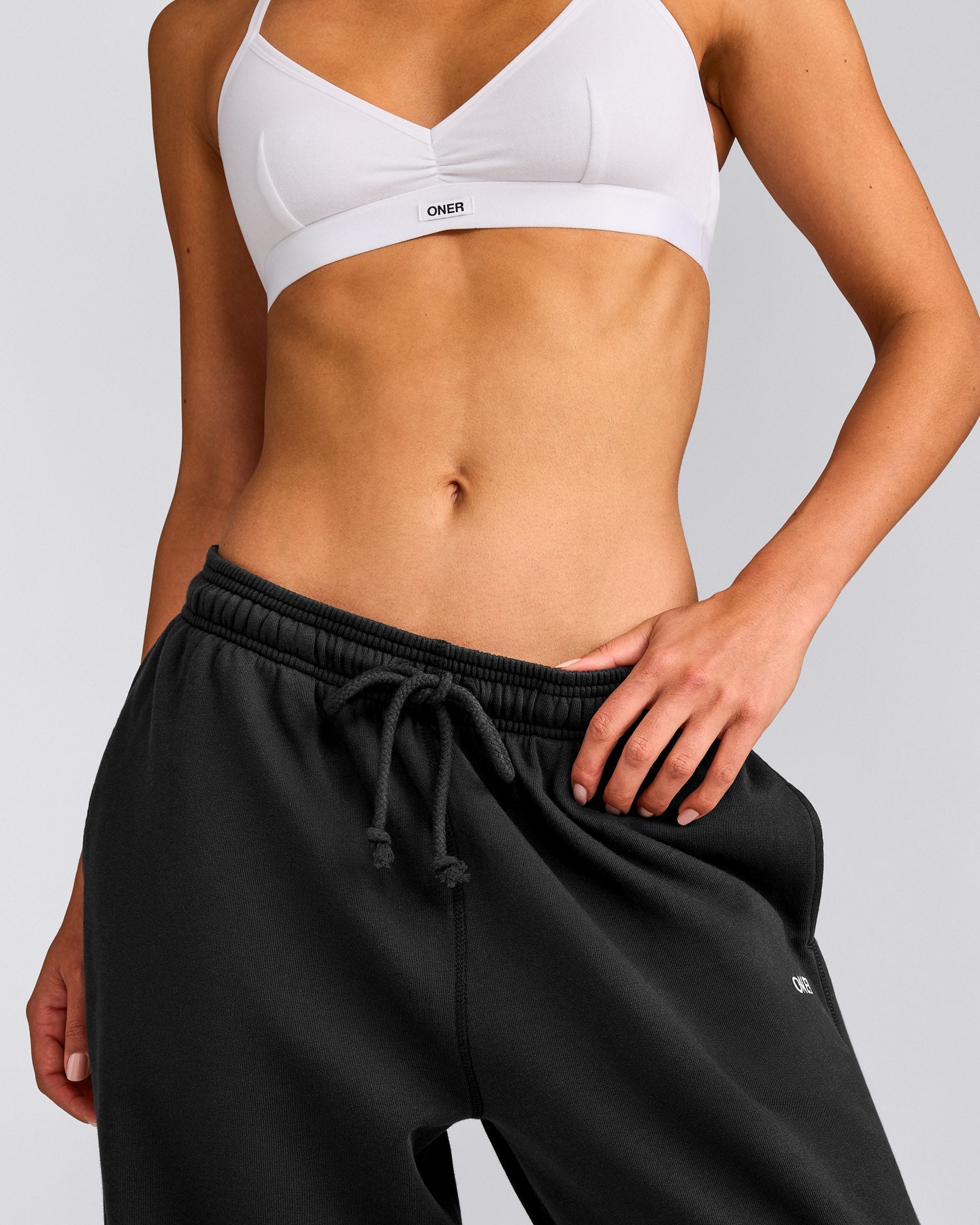Cotton Vintage Lounge Wide Leg Joggers | Washed Black