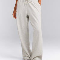 Cotton Vintage Lounge Wide Leg Joggers | Light Grey Marl