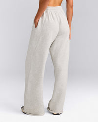 Cotton Vintage Lounge Wide Leg Joggers | Light Grey Marl