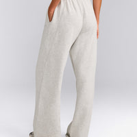 Cotton Vintage Lounge Wide Leg Joggers | Light Grey Marl