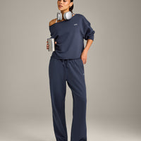 Raw Cut Lounge Wide Leg Joggers | Washed True Blue