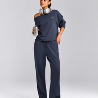 Raw Cut Lounge Wide Leg Joggers | Washed True Blue