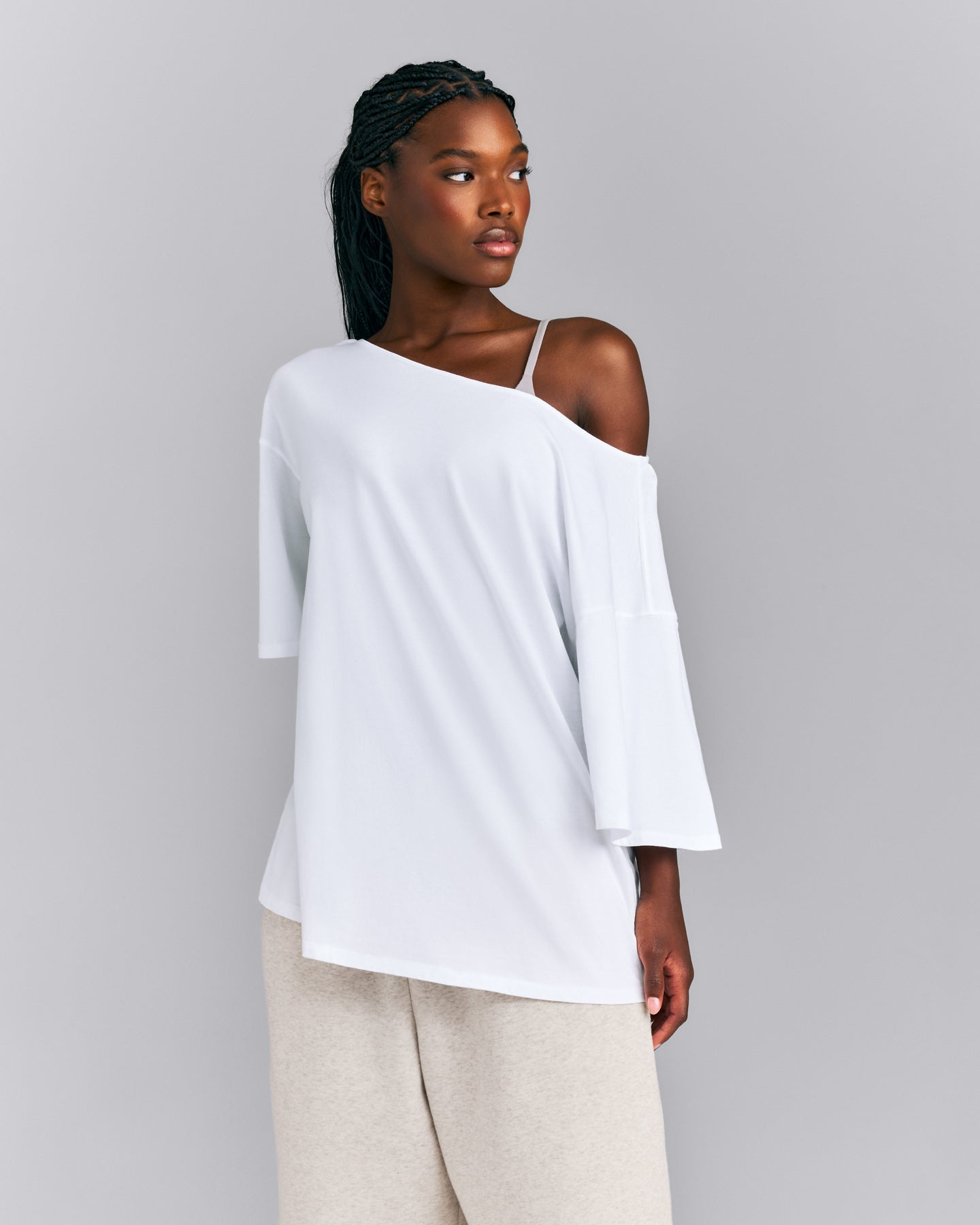 Slouchy One Shoulder T-Shirt | White