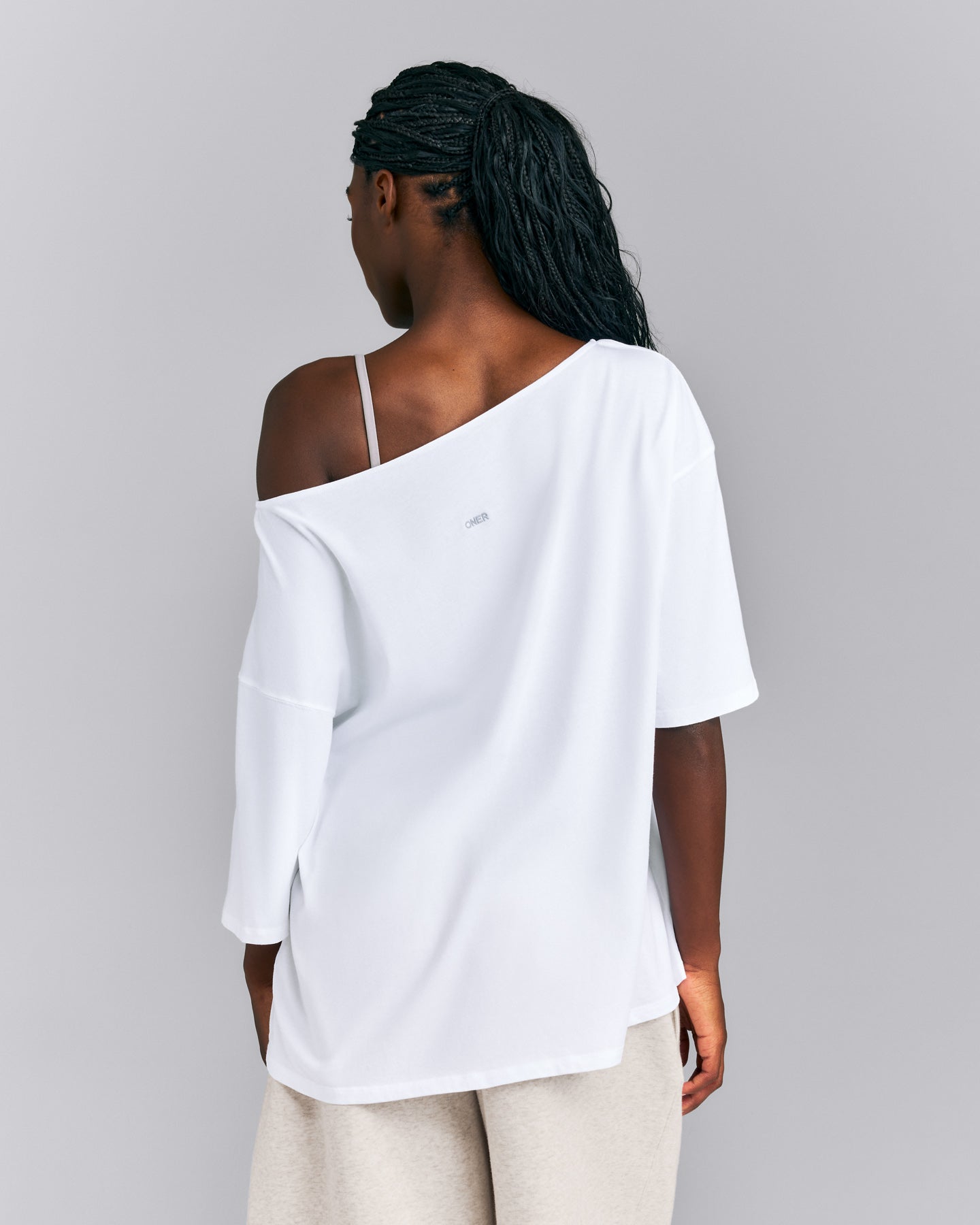Slouchy One Shoulder T-Shirt | White