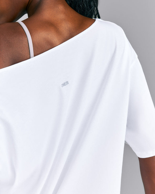 Slouchy One Shoulder T-Shirt | White