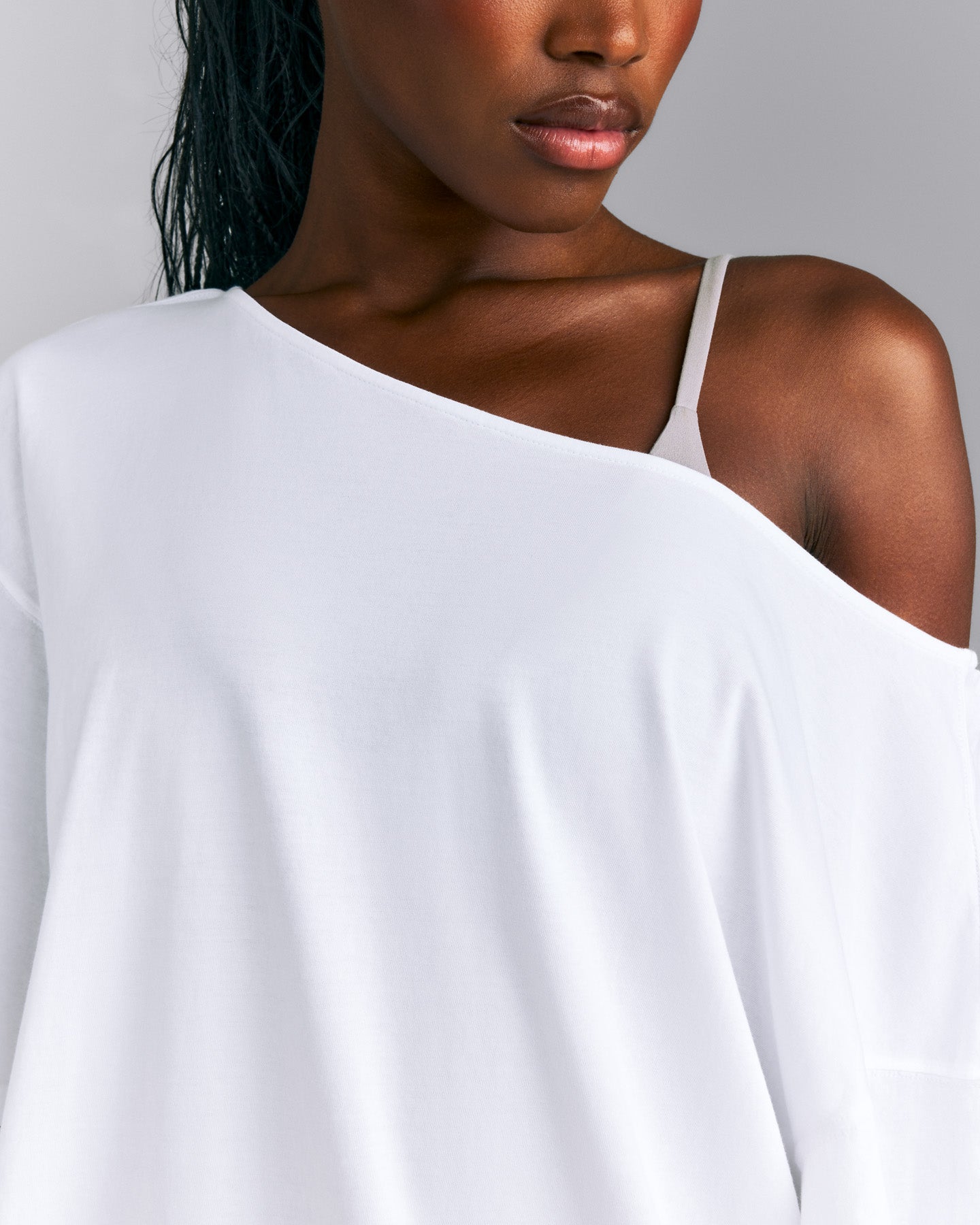 Slouchy One Shoulder T-Shirt | White