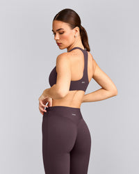 SoftMotion™ Bralette with Grey Logo | Dark Umber Brown