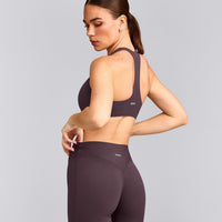 SoftMotion™ Bralette with Grey Logo | Dark Umber Brown
