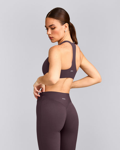 SoftMotion™ Bralette with Grey Logo | Dark Umber Brown