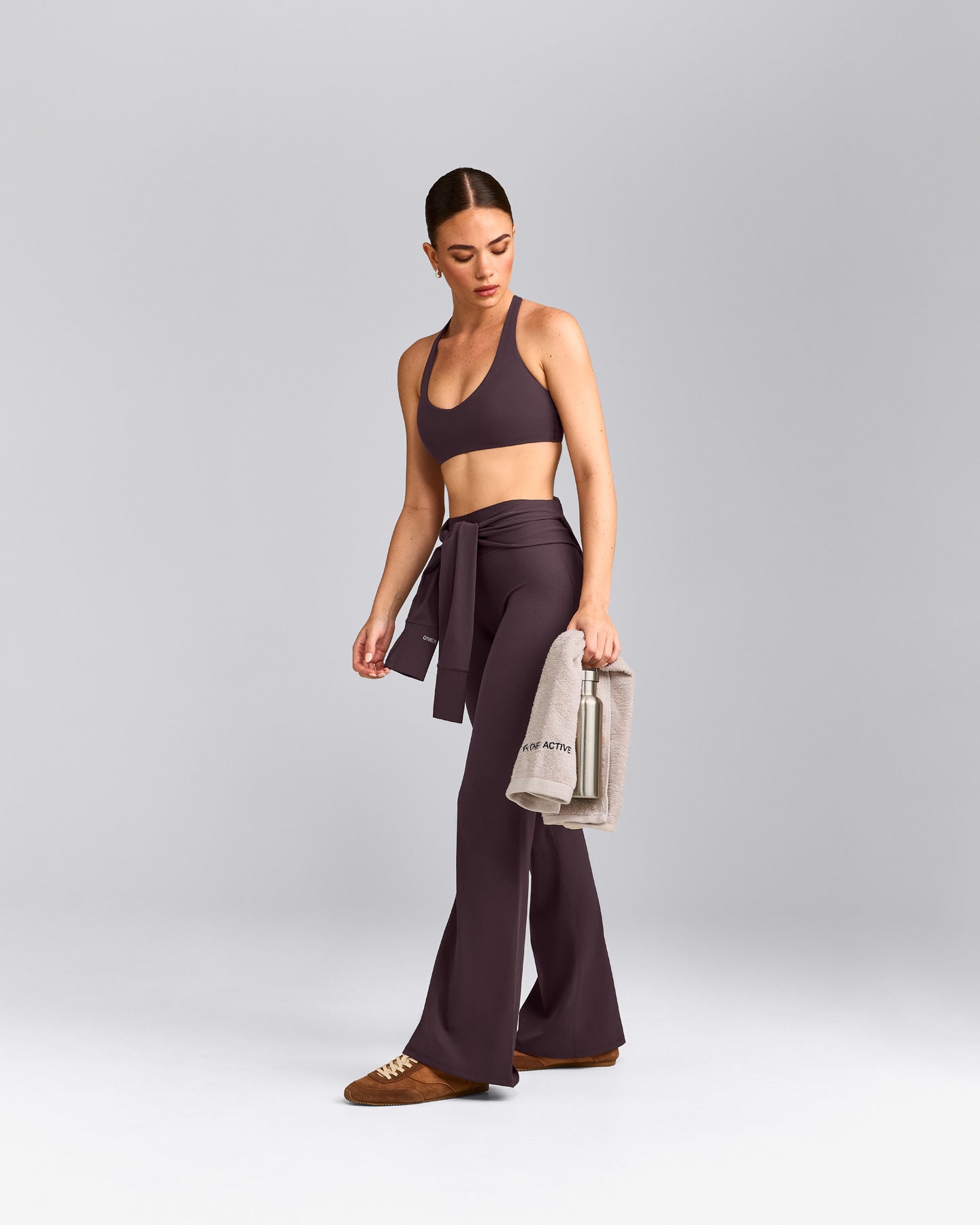 SoftMotion™ Bralette with Grey Logo | Dark Umber Brown