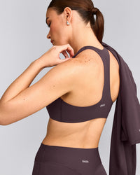 SoftMotion™ Bralette with Grey Logo | Dark Umber Brown