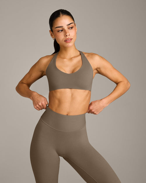 SoftMotion™ Bralette with Grey Logo | Moss Brown