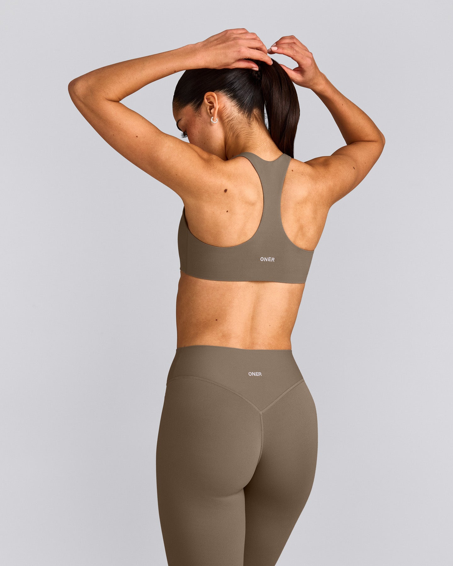SoftMotion™ Bralette with Grey Logo | Moss Brown