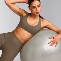 SoftMotion™ Bralette with Grey Logo | Moss Brown