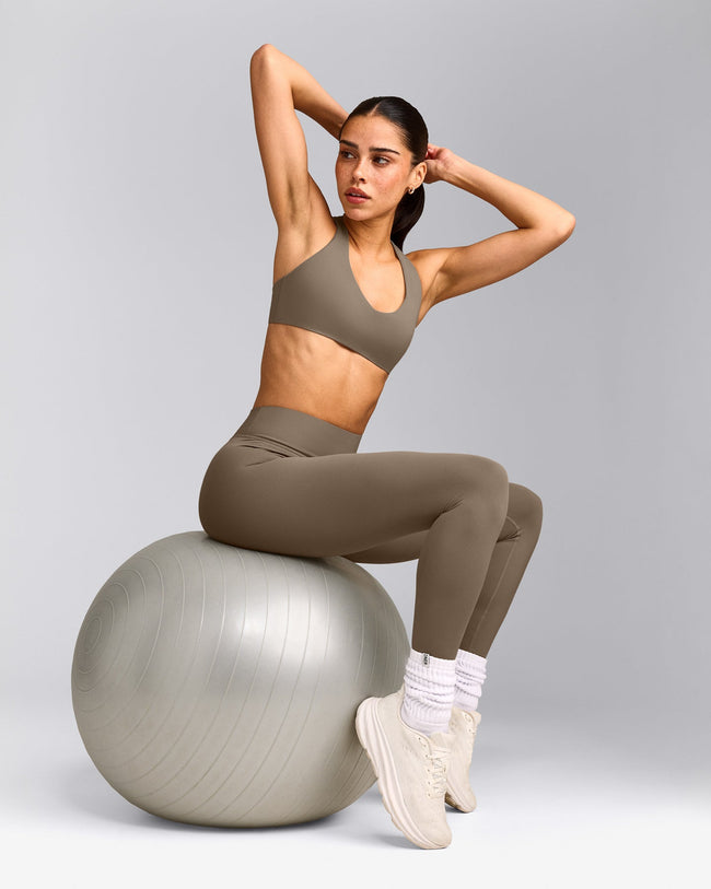 SoftMotion™ Bralette with Grey Logo | Moss Brown