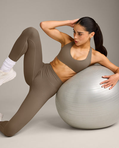 SoftMotion™ Bralette with Grey Logo | Moss Brown