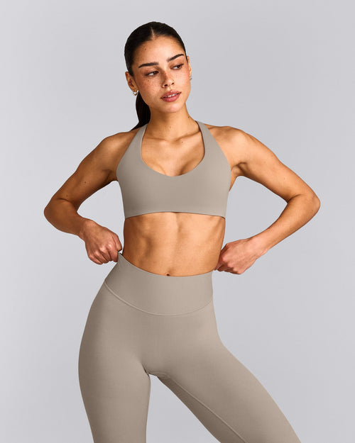 SoftMotion™ Bralette with White Logo | Warm Sand