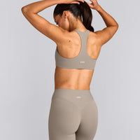 SoftMotion™ Bralette with White Logo | Warm Sand