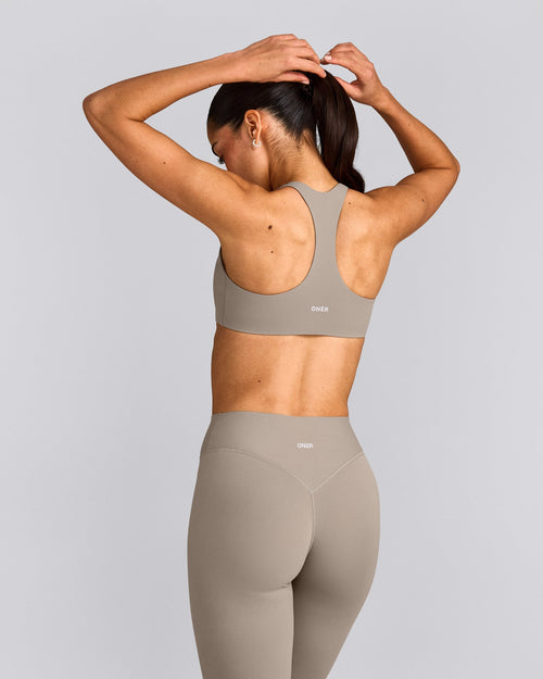 SoftMotion™ Bralette with White Logo | Warm Sand