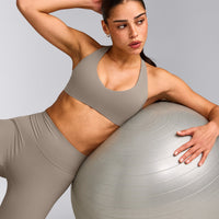 SoftMotion™ Bralette with White Logo | Warm Sand