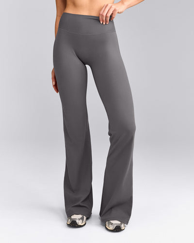 SoftMotion™ Flared Pants with Grey Logo | Ash Grey