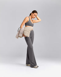 SoftMotion™ Flared Pants with Grey Logo | Ash Grey