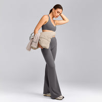SoftMotion™ Flared Pants with Grey Logo | Ash Grey