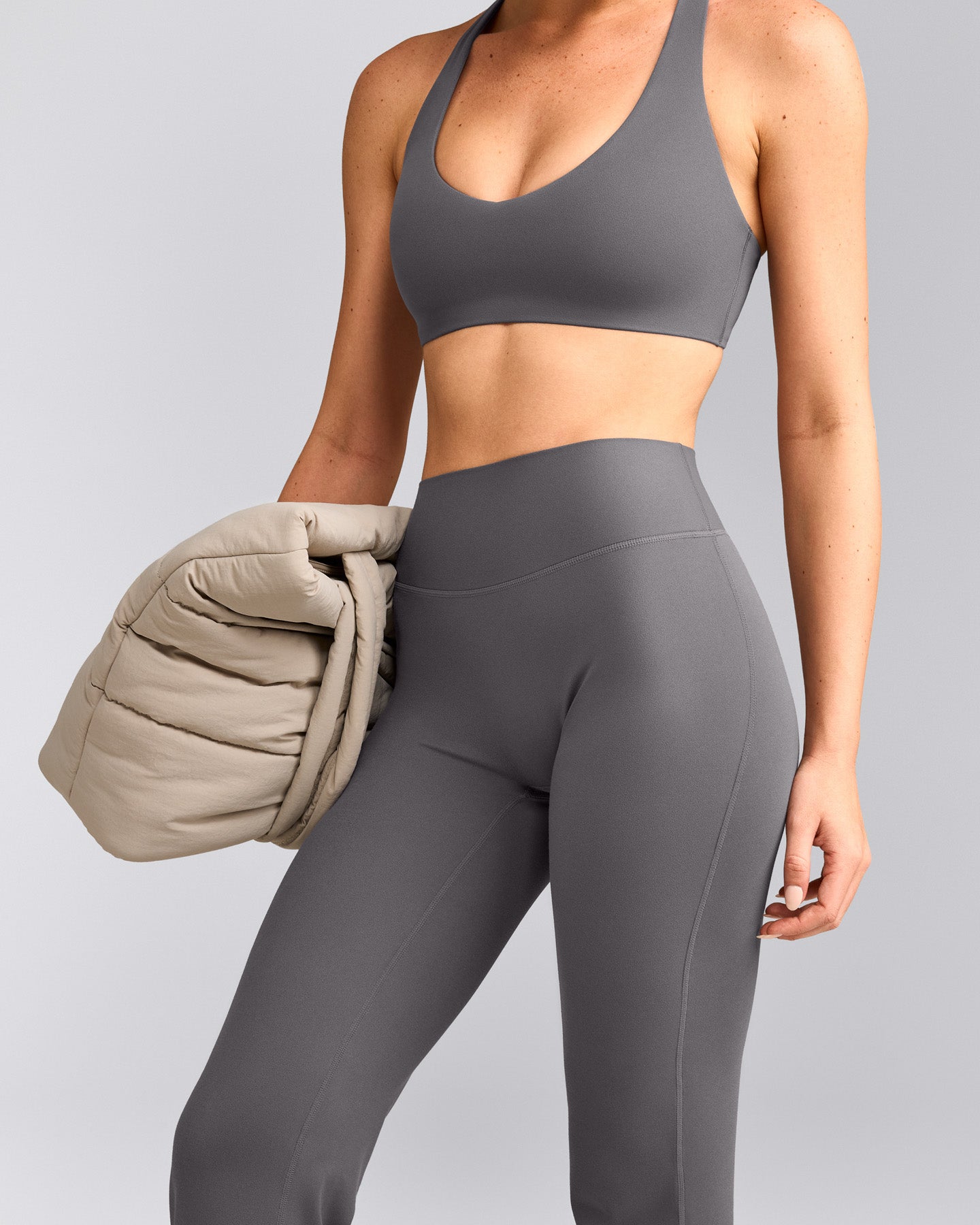 SoftMotion™ Flared Pants with Grey Logo | Ash Grey