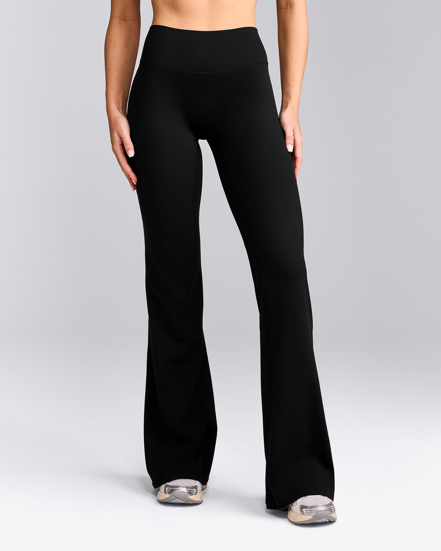 SoftMotion™ Flared Pants with Grey Logo | Black