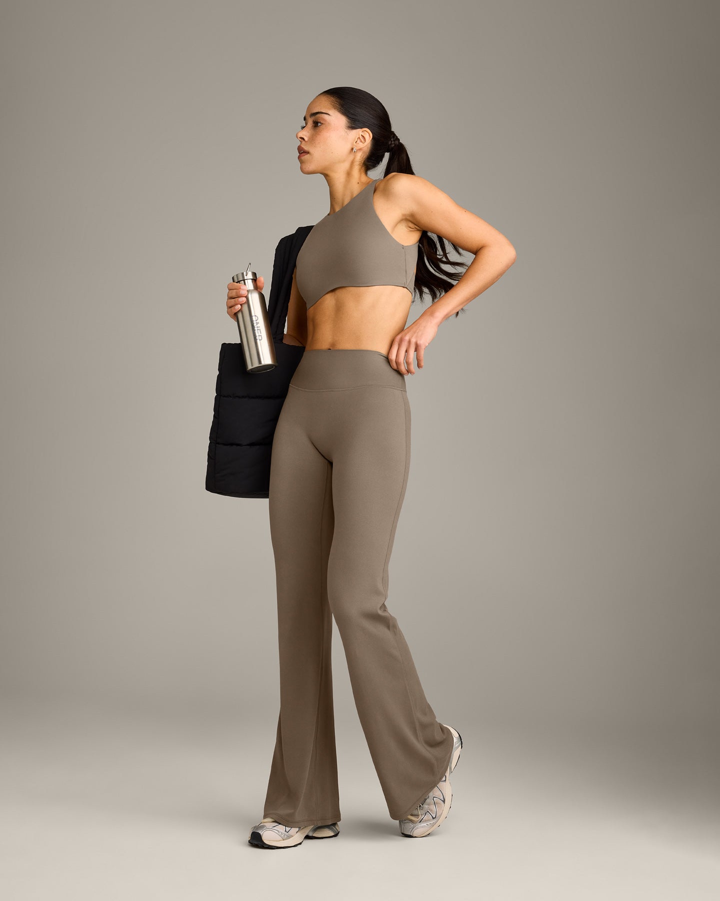 SoftMotion™ Flared Bottoms with Grey Logo | Moss Brown