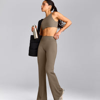 SoftMotion™ Flared Bottoms with Grey Logo | Moss Brown
