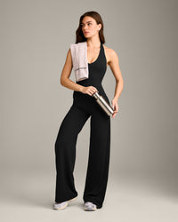 SoftMotion™ Halter Neck Vest with Built in Bra Shelf with Grey Logo | Black