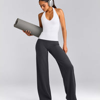 SoftMotion™ Halter Neck Vest with Built in Bra Shelf with Grey Logo | White