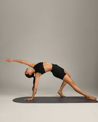 SoftMotion™ High Neck Sports Bra with Grey Logo | Black