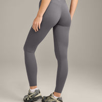 SoftMotion™ High Waisted Leggings with Grey Logo | Ash Grey