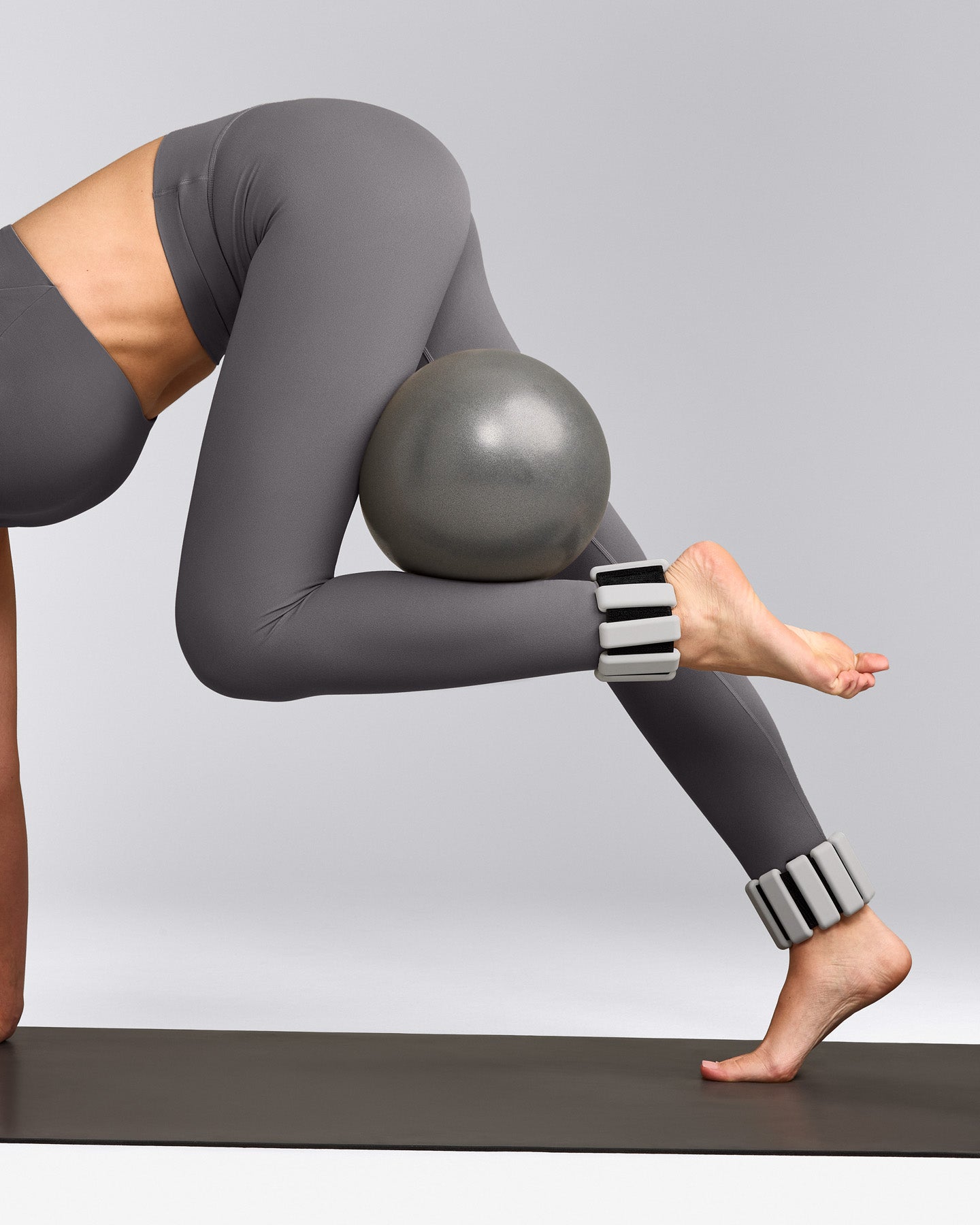 SoftMotion™ High Waisted Leggings with Grey Logo | Ash Grey