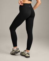 SoftMotion™ High Waisted Leggings with Grey Logo | Black