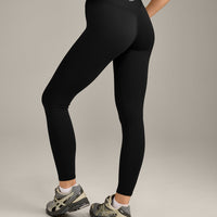 SoftMotion™ High Waisted Leggings with Grey Logo | Black