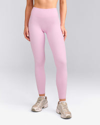 SoftMotion™ High Waisted Leggings with Grey Logo | Chalk Pink