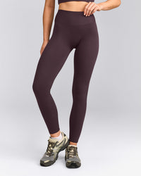 SoftMotion™ High Waisted Leggings with Grey Logo | Dark Umber Brown