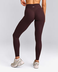 SoftMotion™ High Waisted Leggings with Grey Logo | Plum Brown